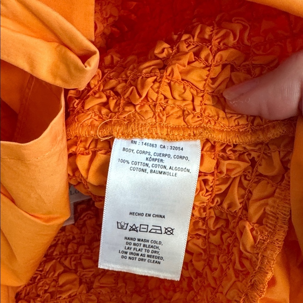 Anthropologie Mare Mare Orange Cropped Smocked Bow Tie Blouse Tank XS - Picture 4 of 7